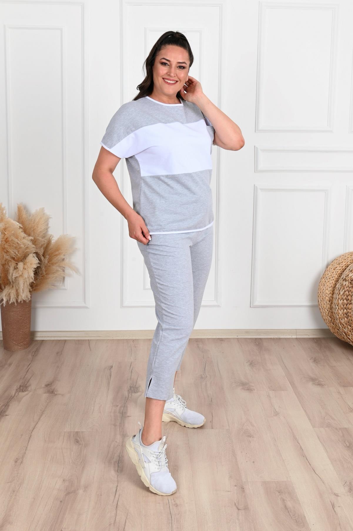 Kadın Büyük Beden Yırtmaç Detaylı Eşofman Takımı 3353-22