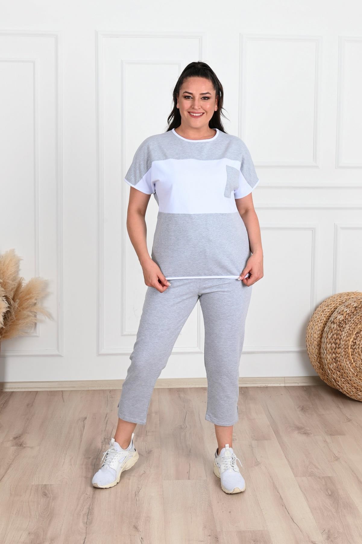 Kadın Büyük Beden Yırtmaç Detaylı Eşofman Takımı 3353-22