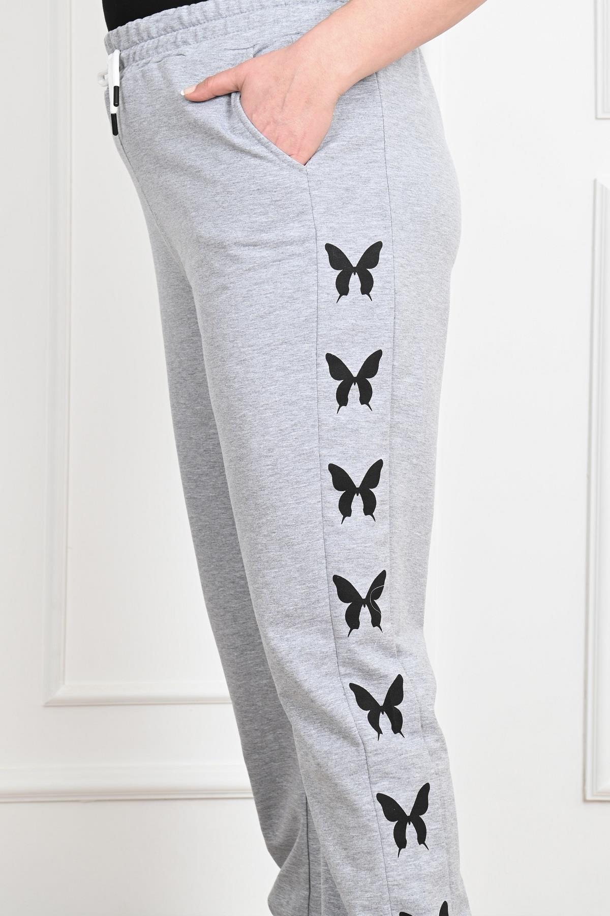 Kadın Dijital Baskılı Büyük Beden Jogger Pantolon 6060-22