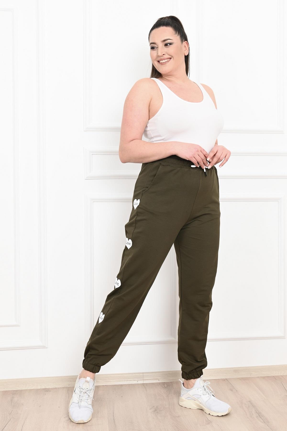 Kadın Dijital Baskılı Büyük Beden Jogger Pantolon 6059-22