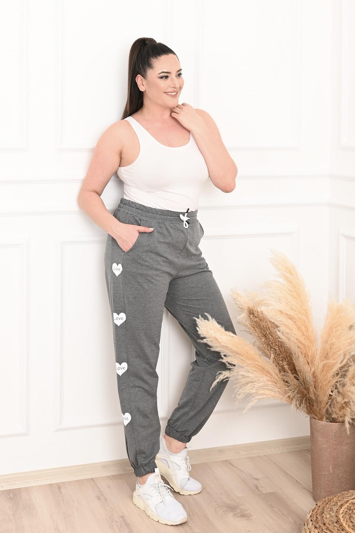 Kadın Dijital Baskılı Büyük Beden Jogger Pantolon 6059-22
