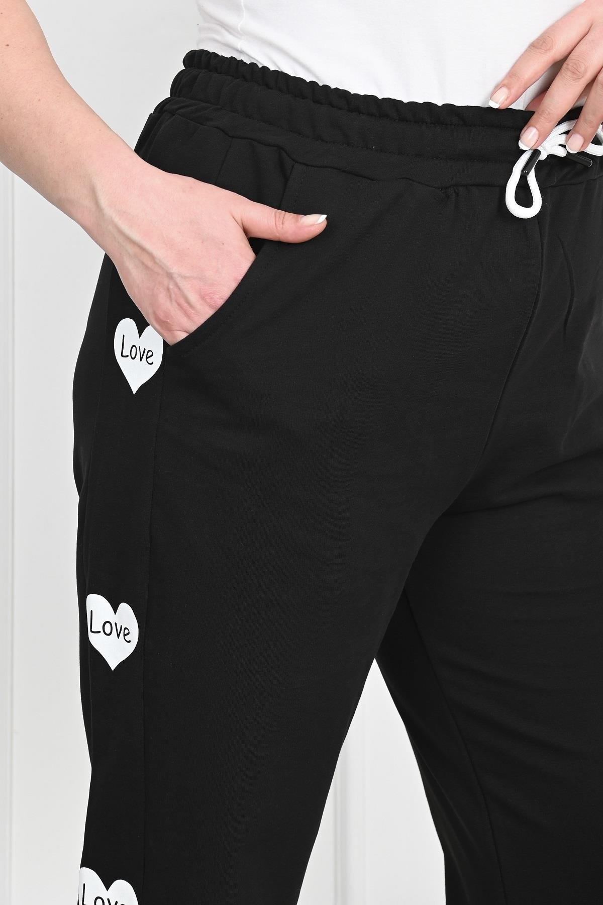 Kadın Dijital Baskılı Büyük Beden Jogger Pantolon 6059-22
