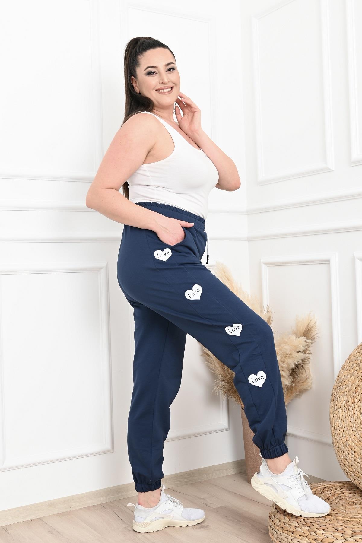 Kadın Dijital Baskılı Büyük Beden Jogger Pantolon 6059-22