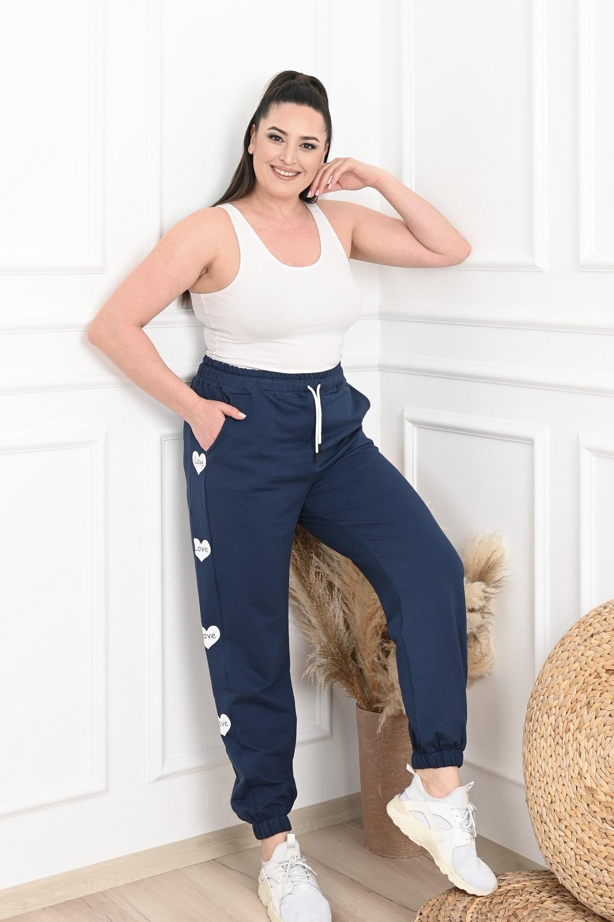 Kadın Dijital Baskılı Büyük Beden Jogger Pantolon 6059-22