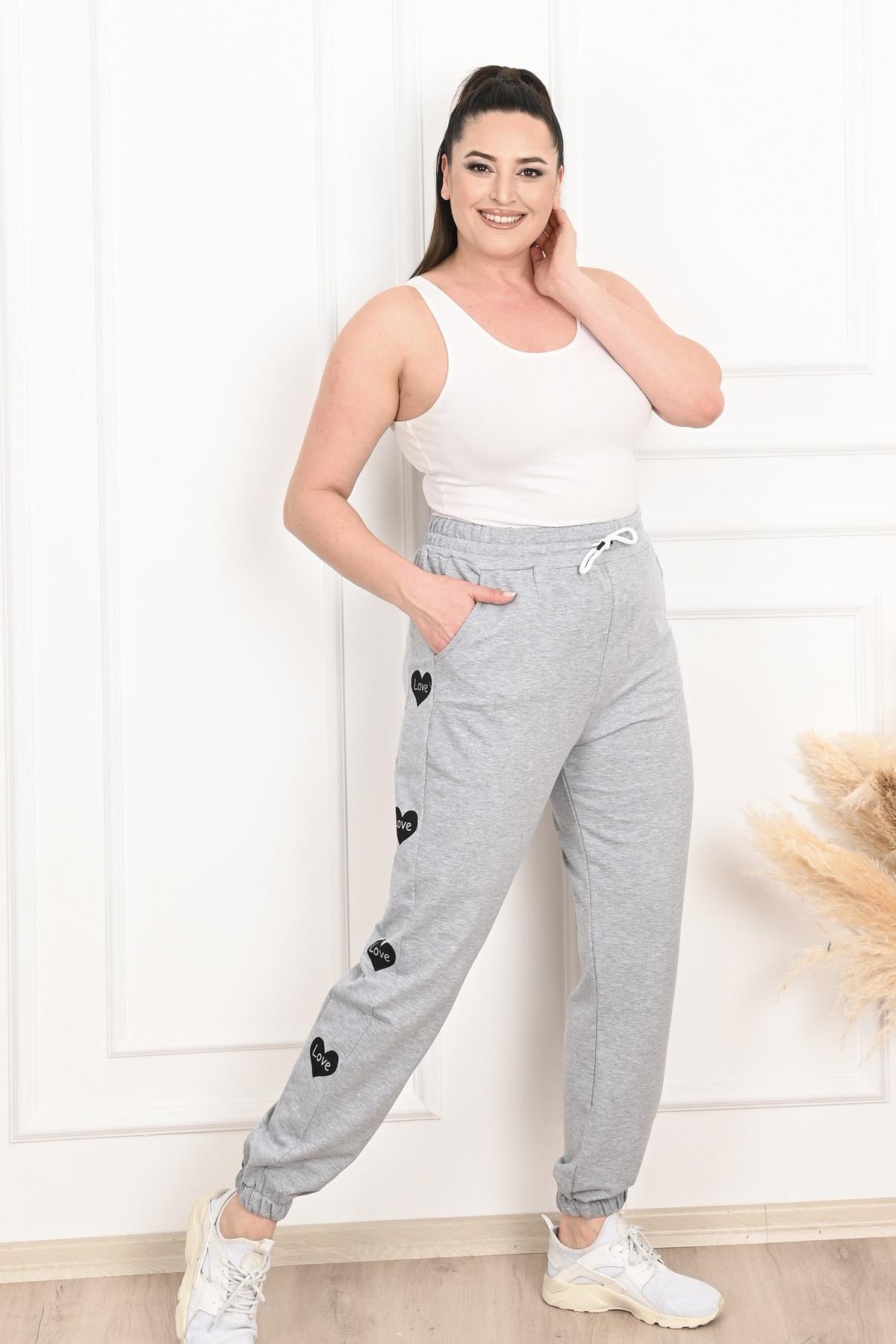 Kadın Dijital Baskılı Büyük Beden Jogger Pantolon 6059-22