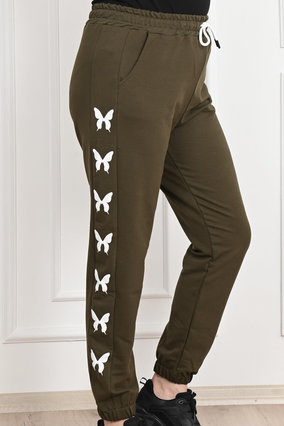 Kadın Dijital Baskılı Büyük Beden Jogger Pantolon 6060-22