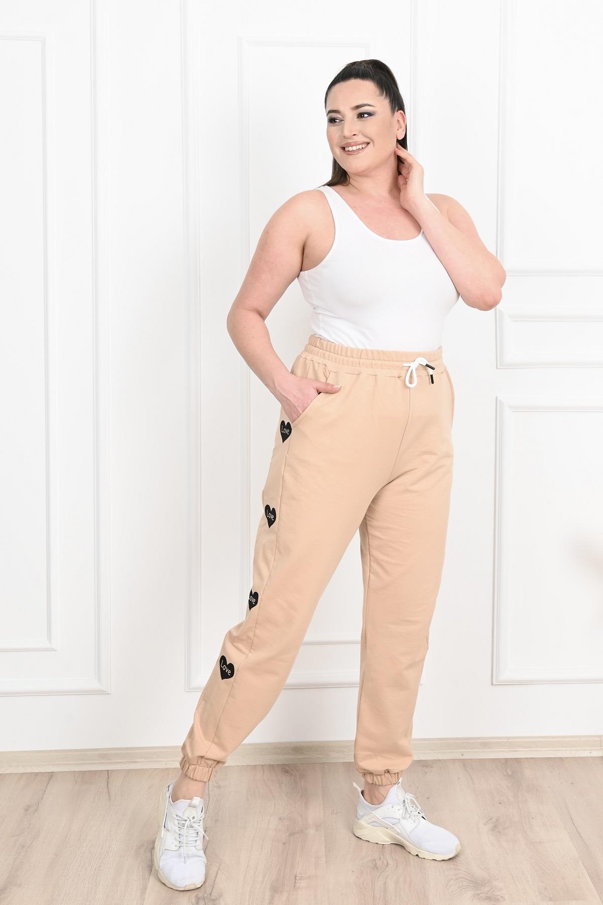 Kadın Dijital Baskılı Büyük Beden Jogger Pantolon 6059-22