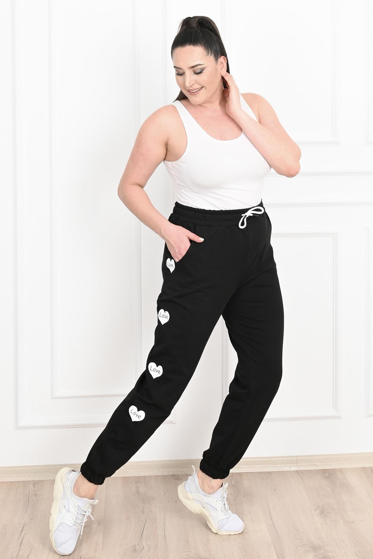 Kadın Dijital Baskılı Büyük Beden Jogger Pantolon 6059-22