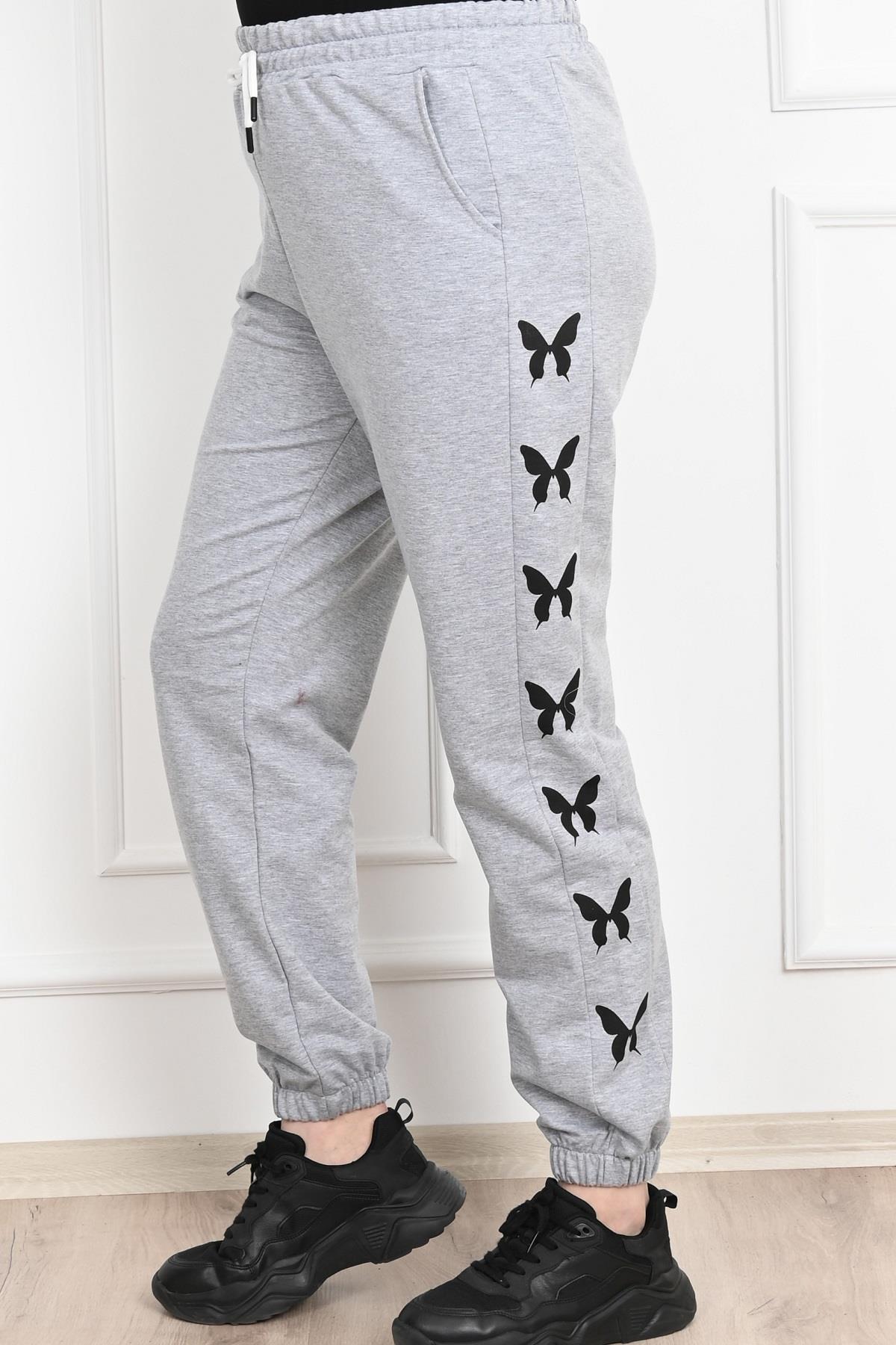Kadın Dijital Baskılı Büyük Beden Jogger Pantolon 6060-22
