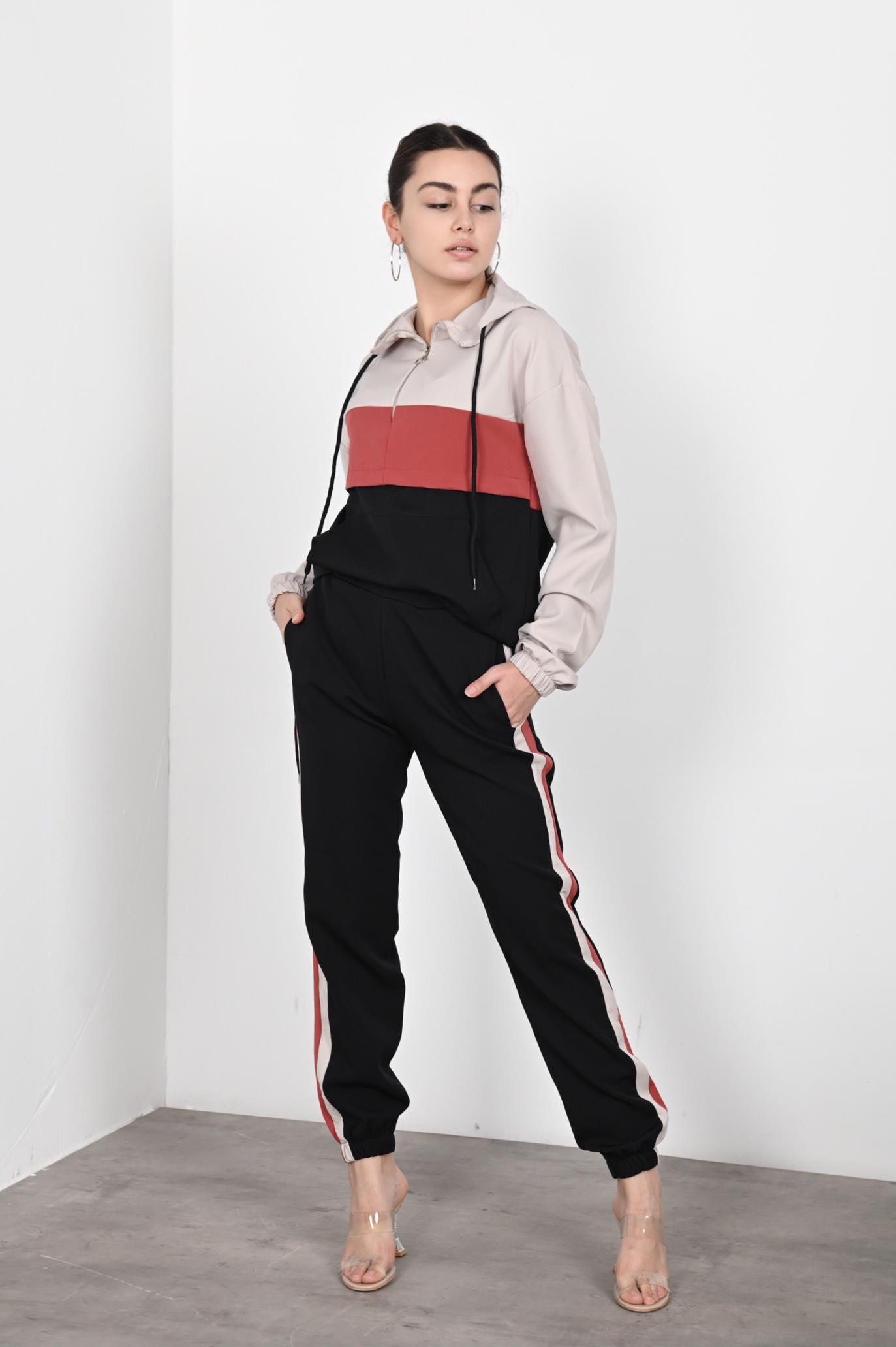 Kadın Garniliı Manşetli Zara Model İkili Eşofman Takımı 8265