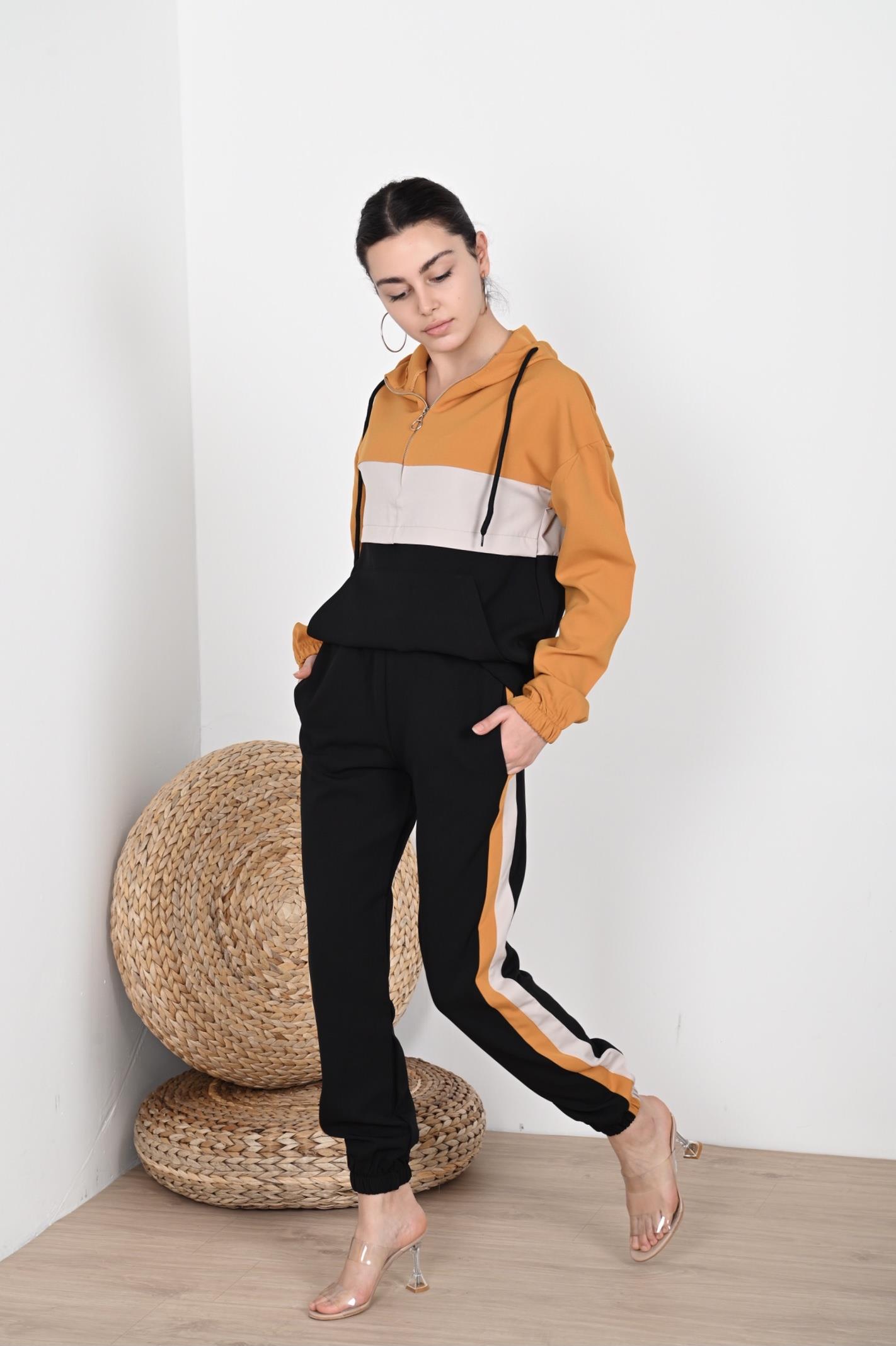 Kadın Garniliı Manşetli Zara Model İkili Eşofman Takımı 8265
