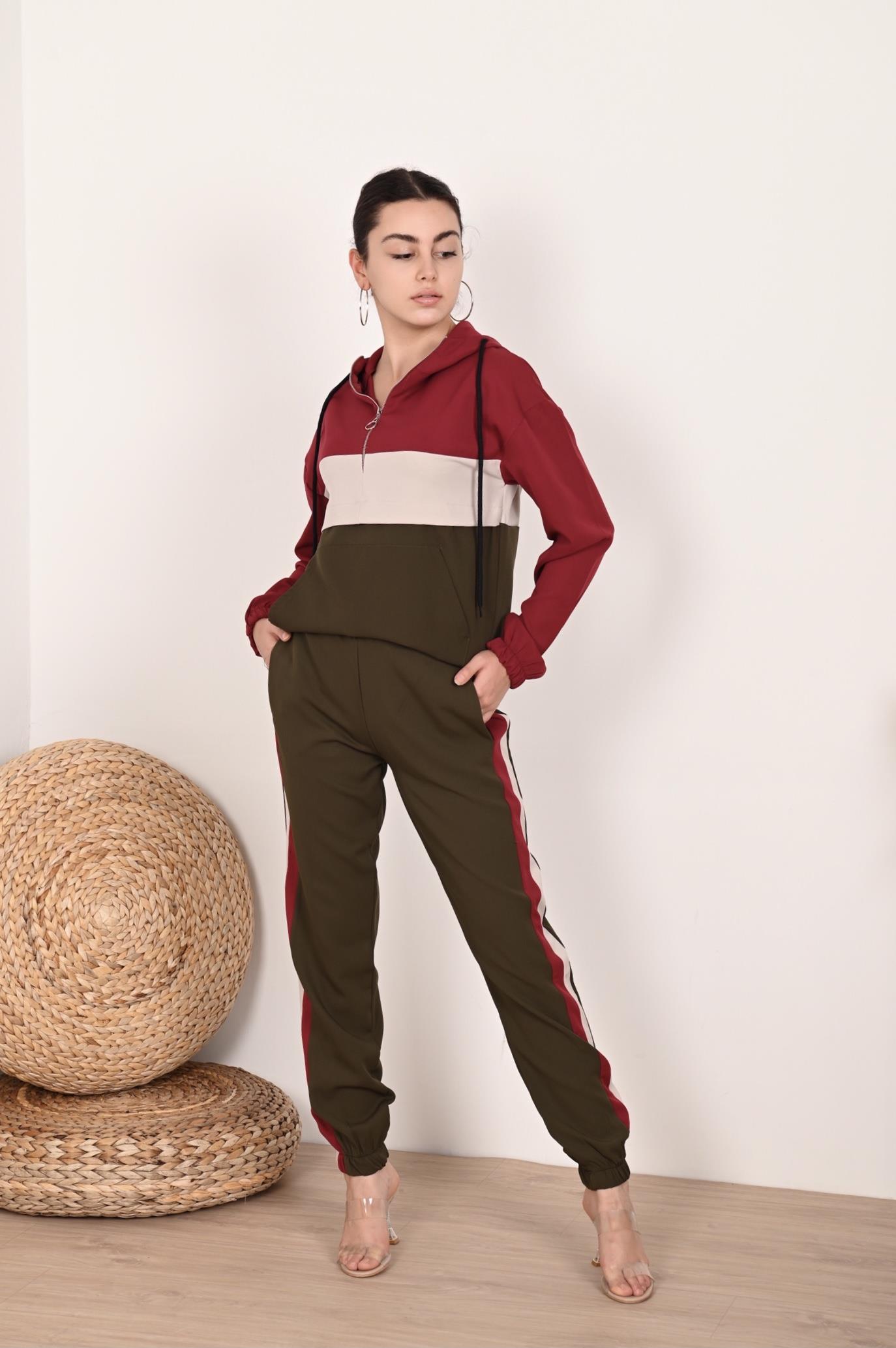 Kadın Garniliı Manşetli Zara Model İkili Eşofman Takımı 8265