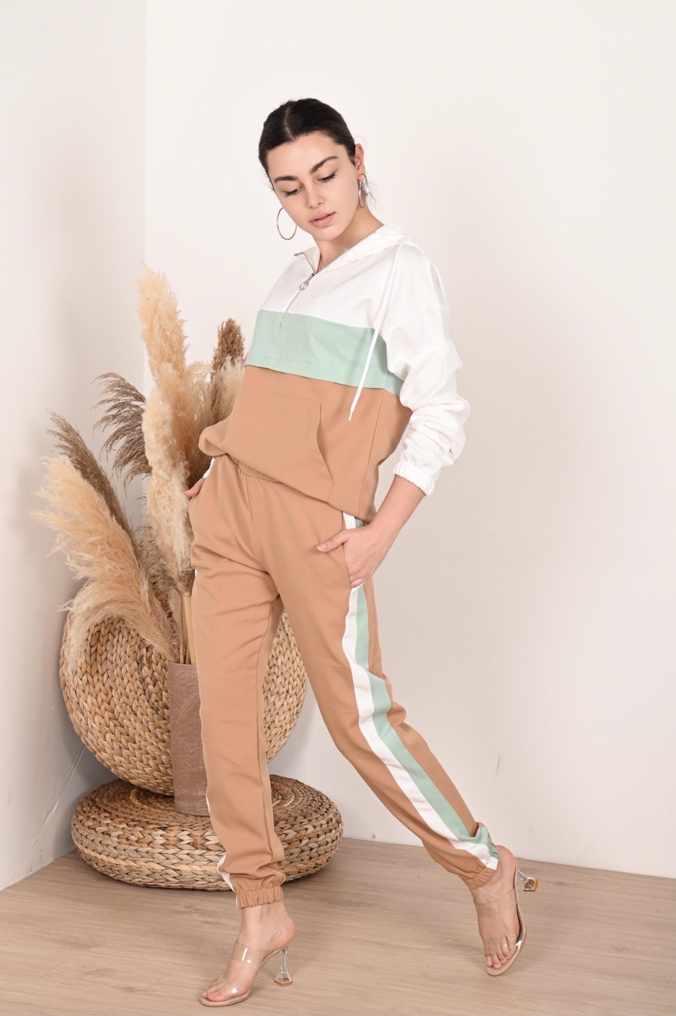 Kadın Garniliı Manşetli Zara Model İkili Eşofman Takımı 8265
