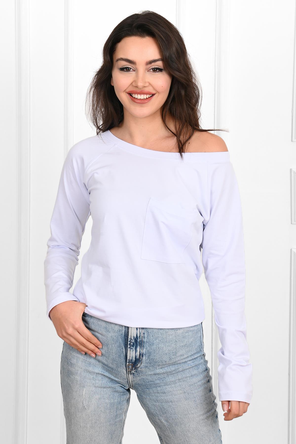 Kadın Geniş Yakalı Sweatshirt 9131-23