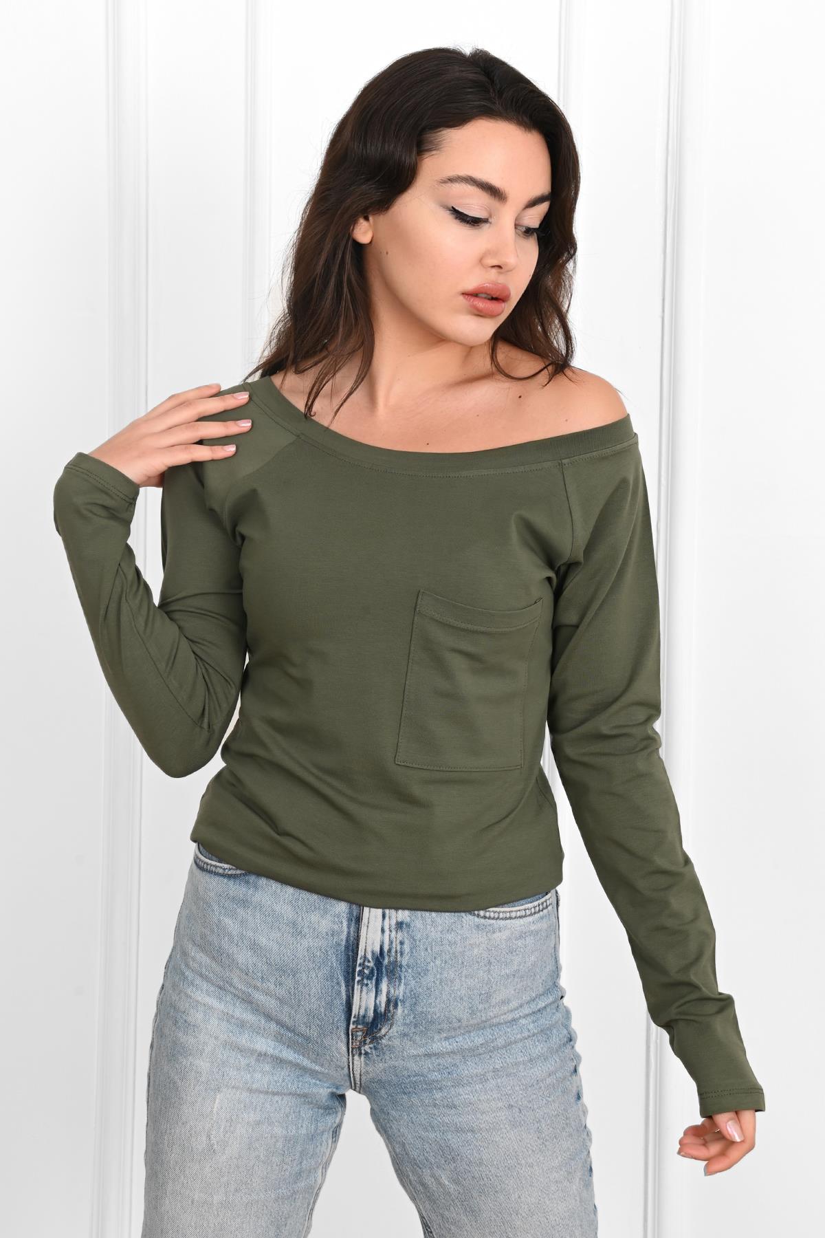 Kadın Geniş Yakalı Sweatshirt 9131-23