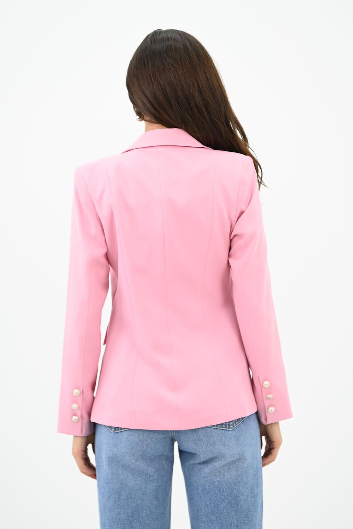 Kadın Gold Düğme Detaylı Blazer Ceket 0109-23