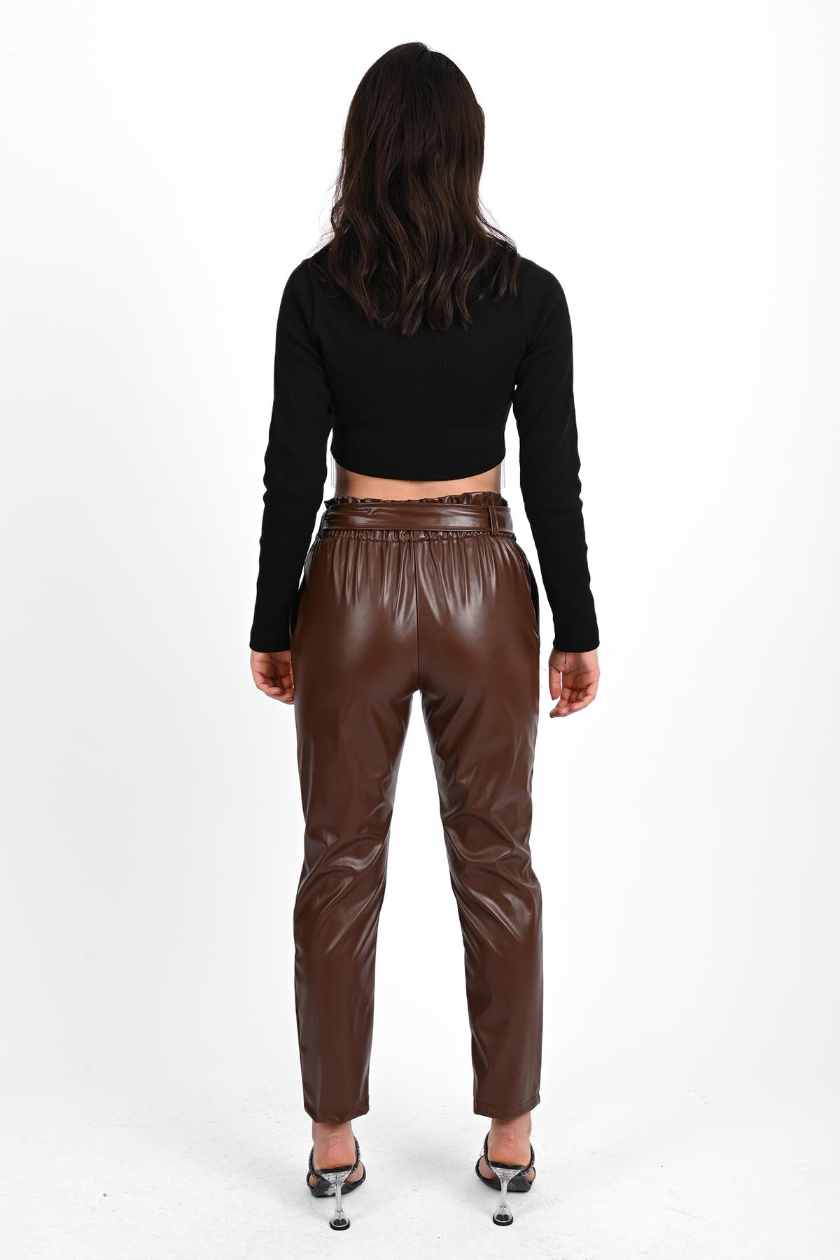 Kadın Jogger Deri Pantolon 6151-23