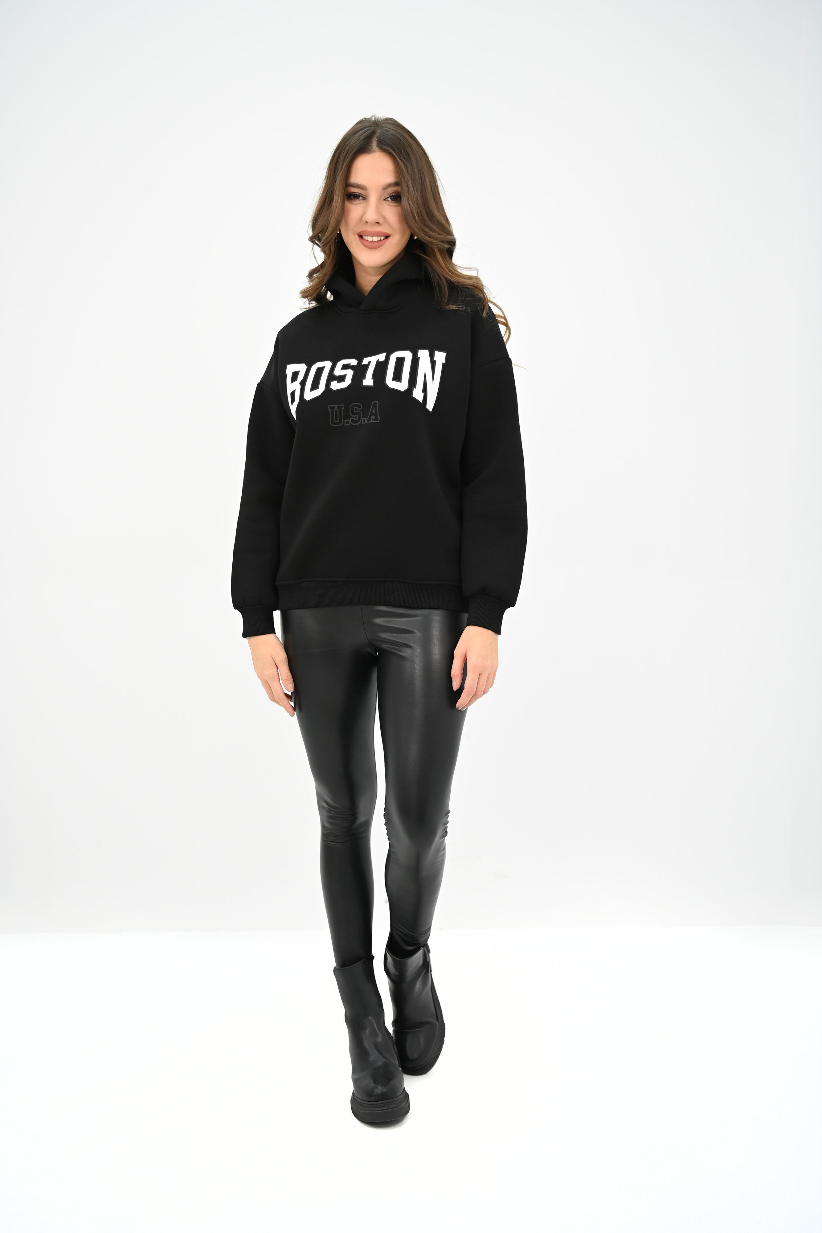 Kadın Kapüşonlu Baskılı Sweatshirt 1627-25
