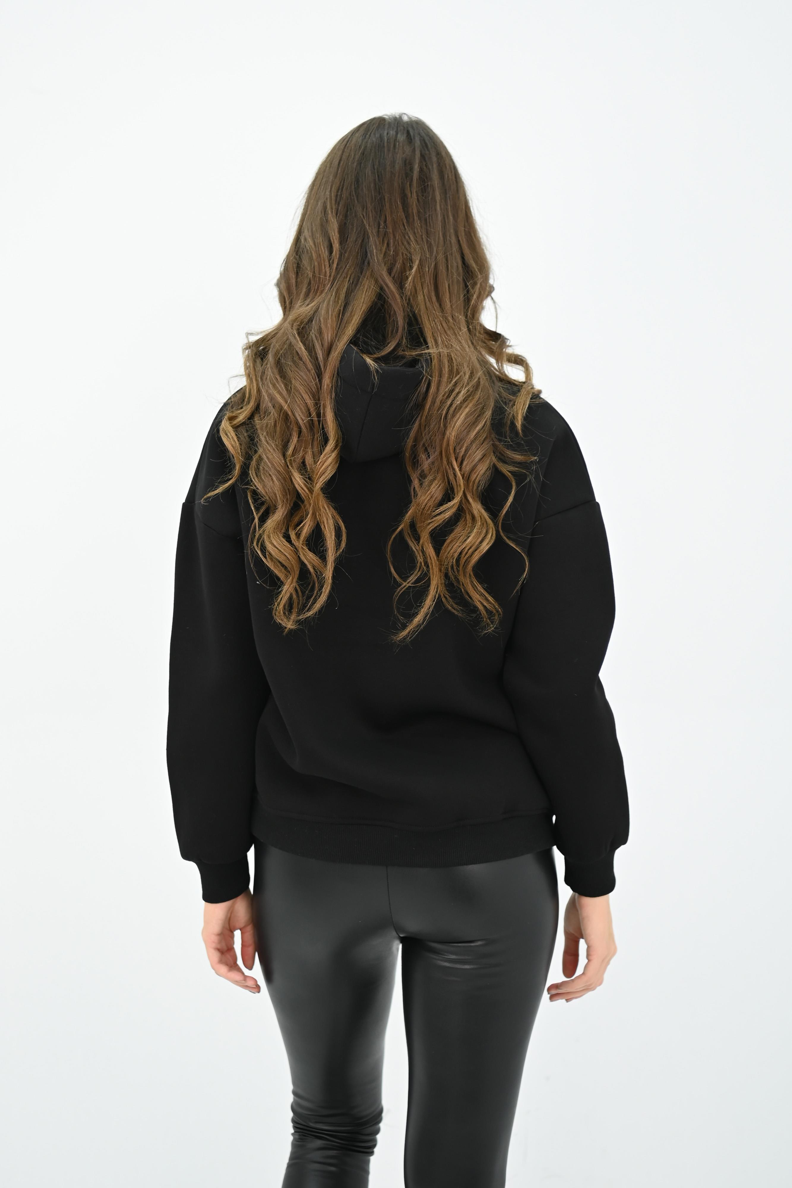 Kadın Kapüşonlu Baskılı Sweatshirt 1627-25