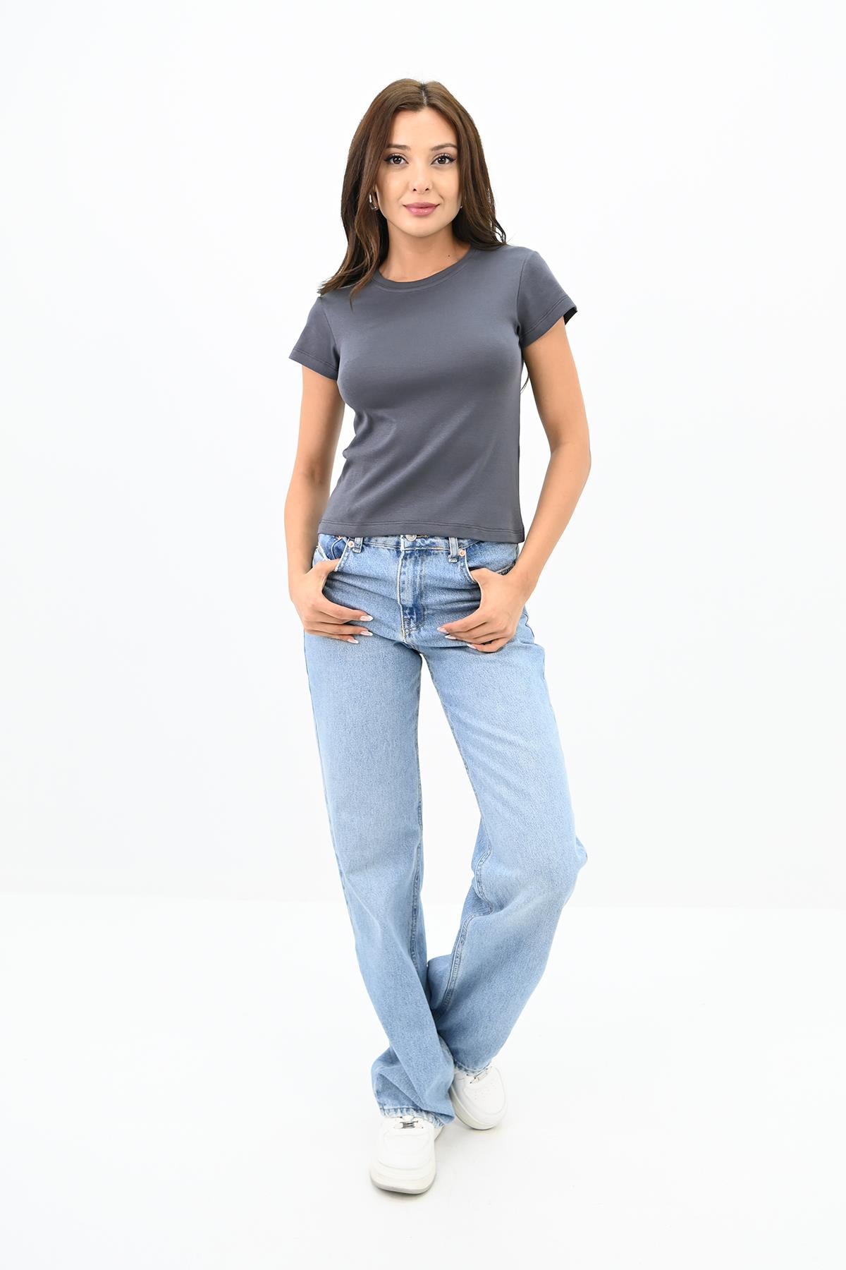 Kadın Kısa Kollu Basic T-shirt 1775-25