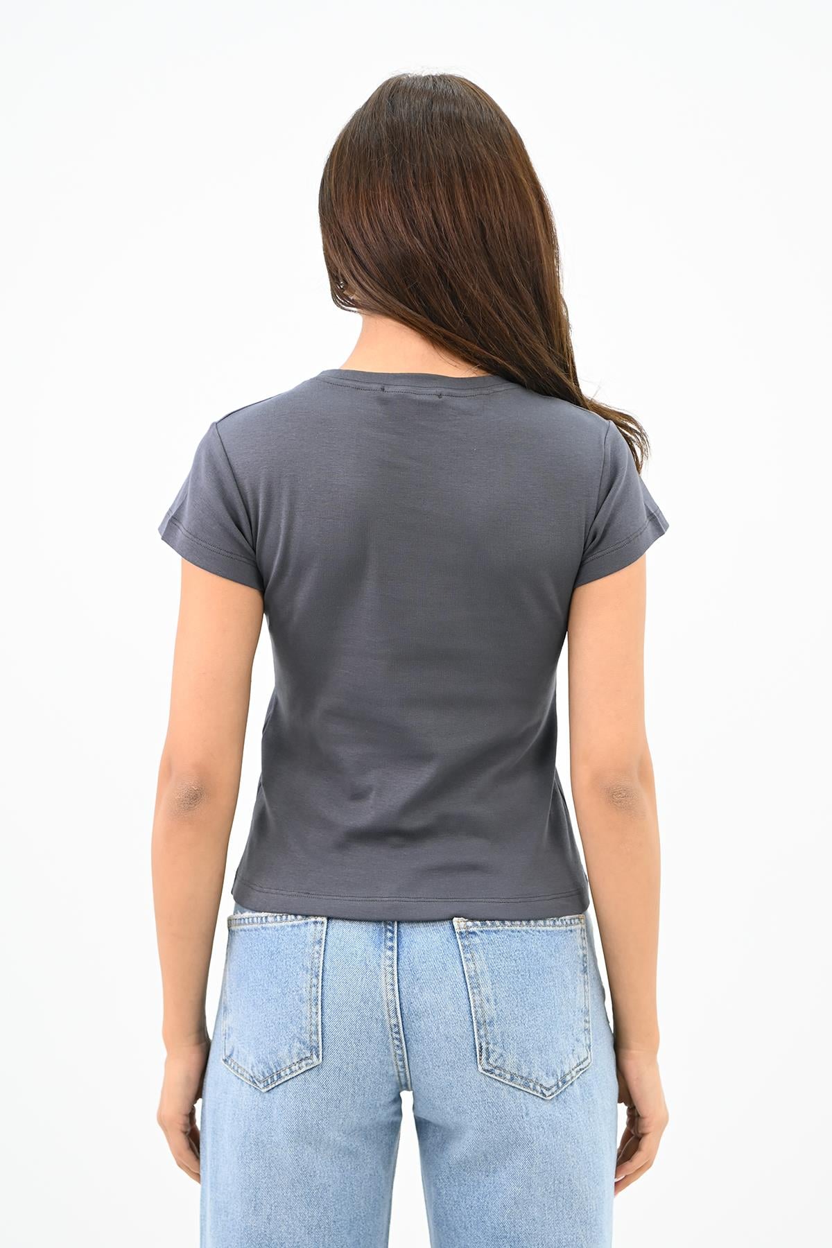 Kadın Kısa Kollu Basic T-shirt 1775-25