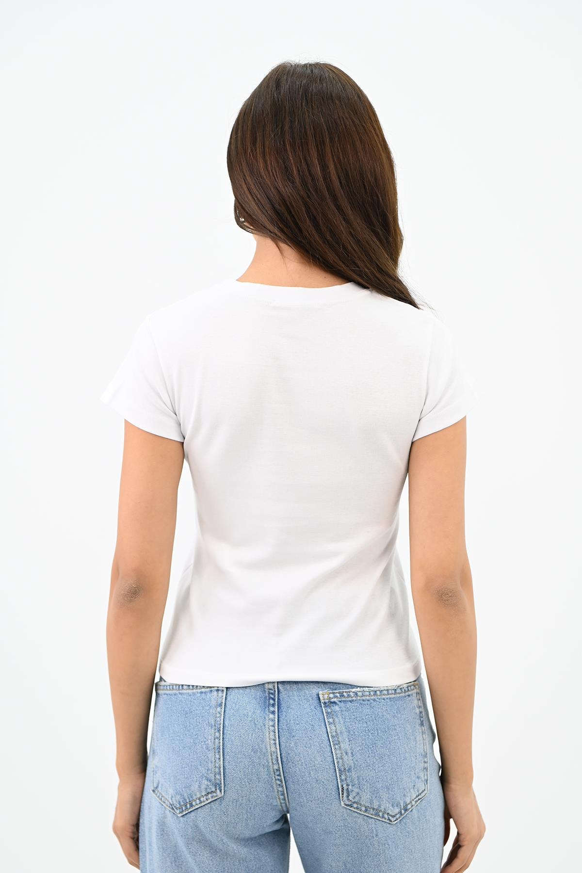 Kadın Kısa Kollu Basic T-shirt 1775-25