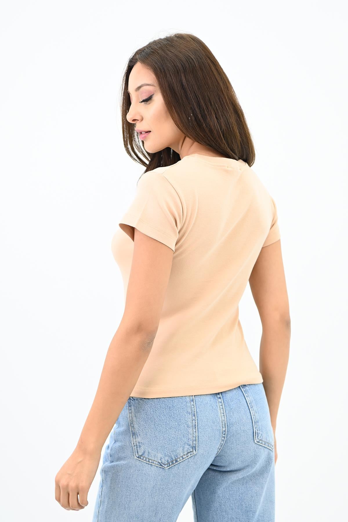 Kadın Kısa Kollu Basic T-shirt 1775-25