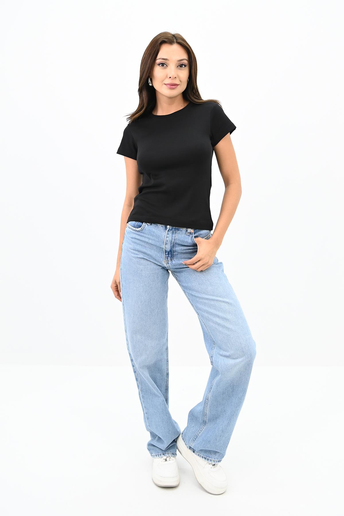 Kadın Kısa Kollu Basic T-shirt 1775-25