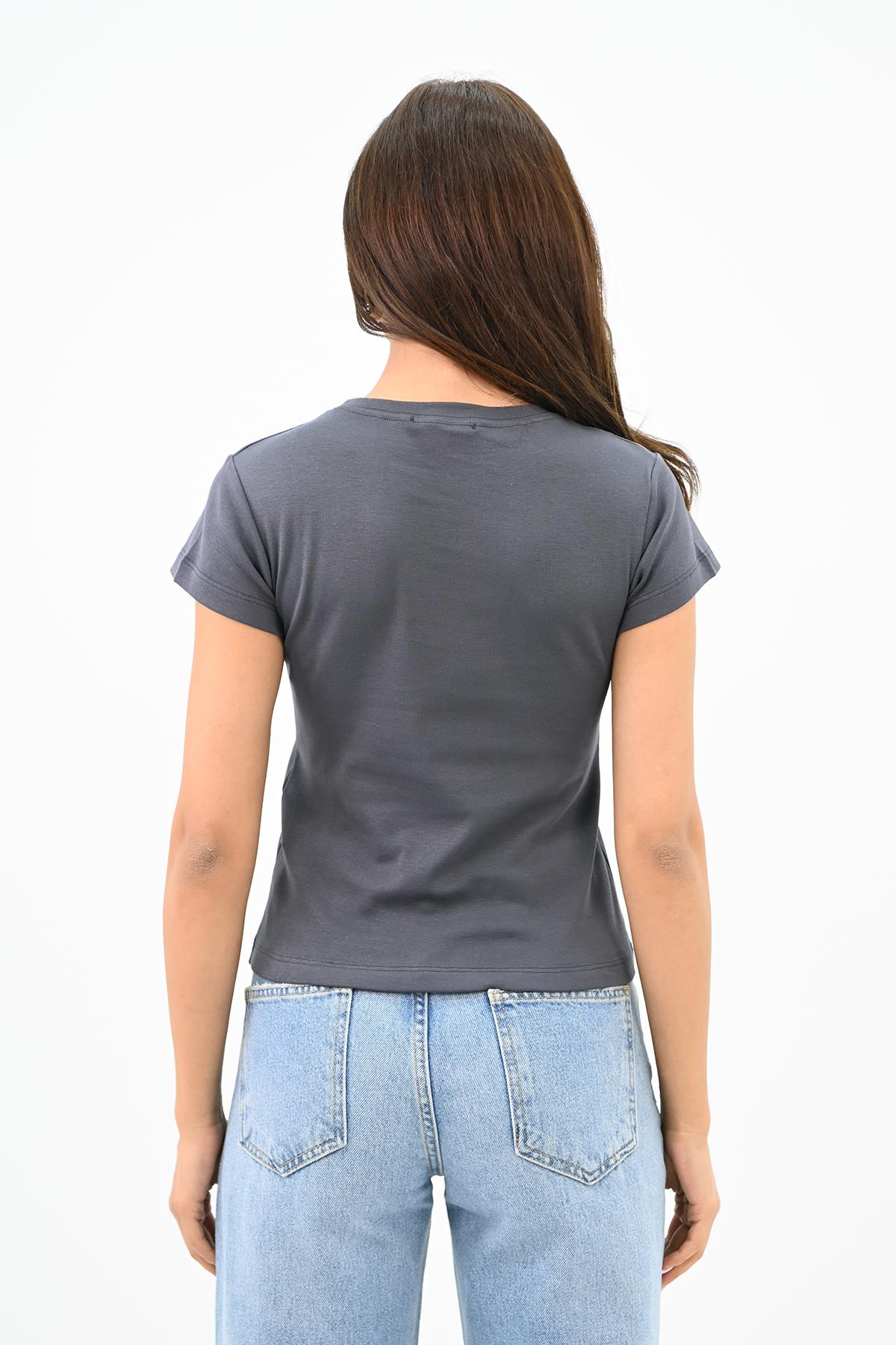 Kadın Kısa Kollu Basic T-shirt 1775-25