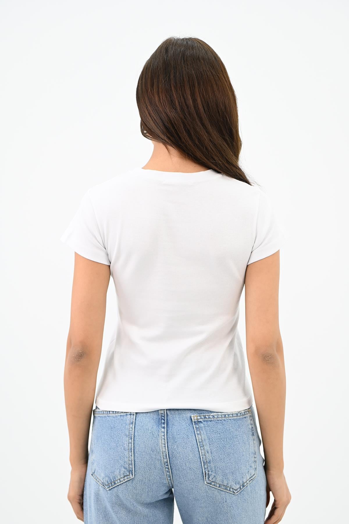 Kadın Kısa Kollu Basic T-shirt 1775-25