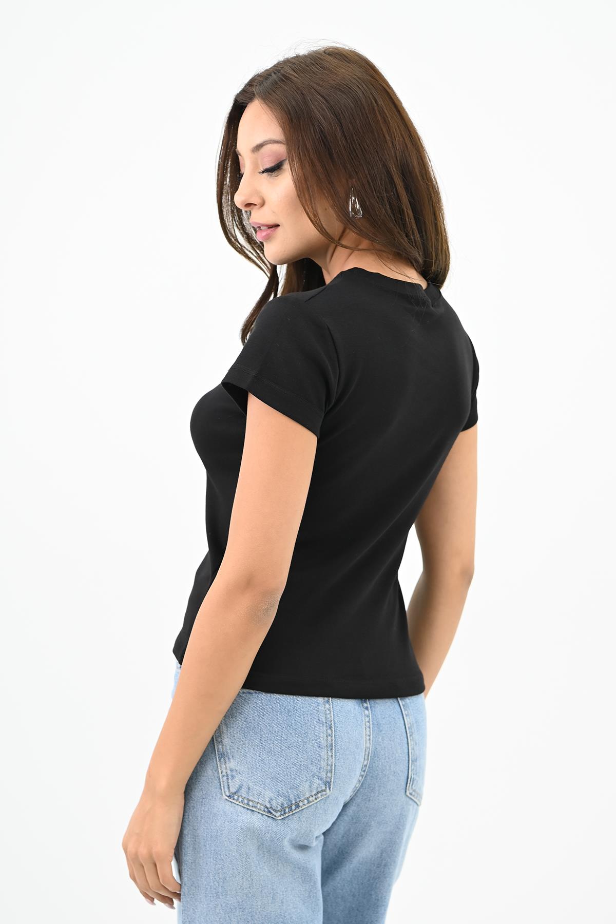 Kadın Kısa Kollu Basic T-shirt 1775-25