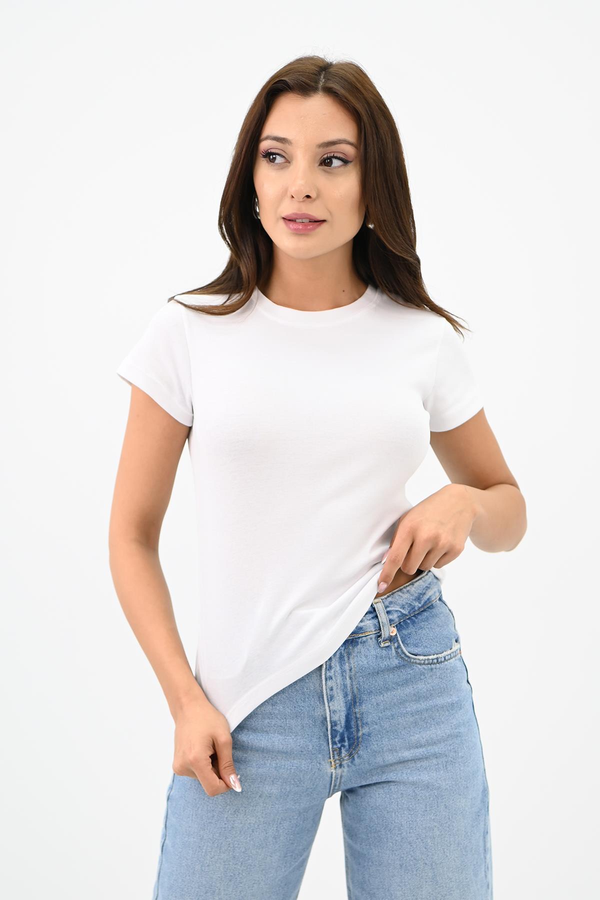 Kadın Kısa Kollu Basic T-shirt 1775-25