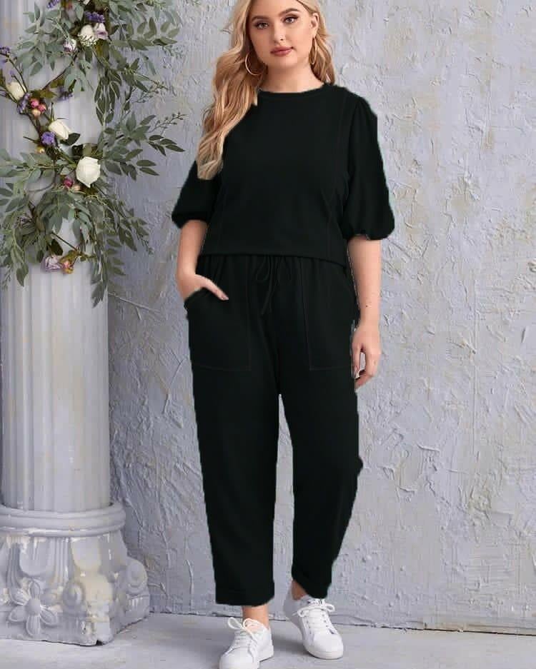 Kadın Kolları Lastikli Paçası Bol Battal (BÜYÜK) Beden Eşofman Takımı 9731