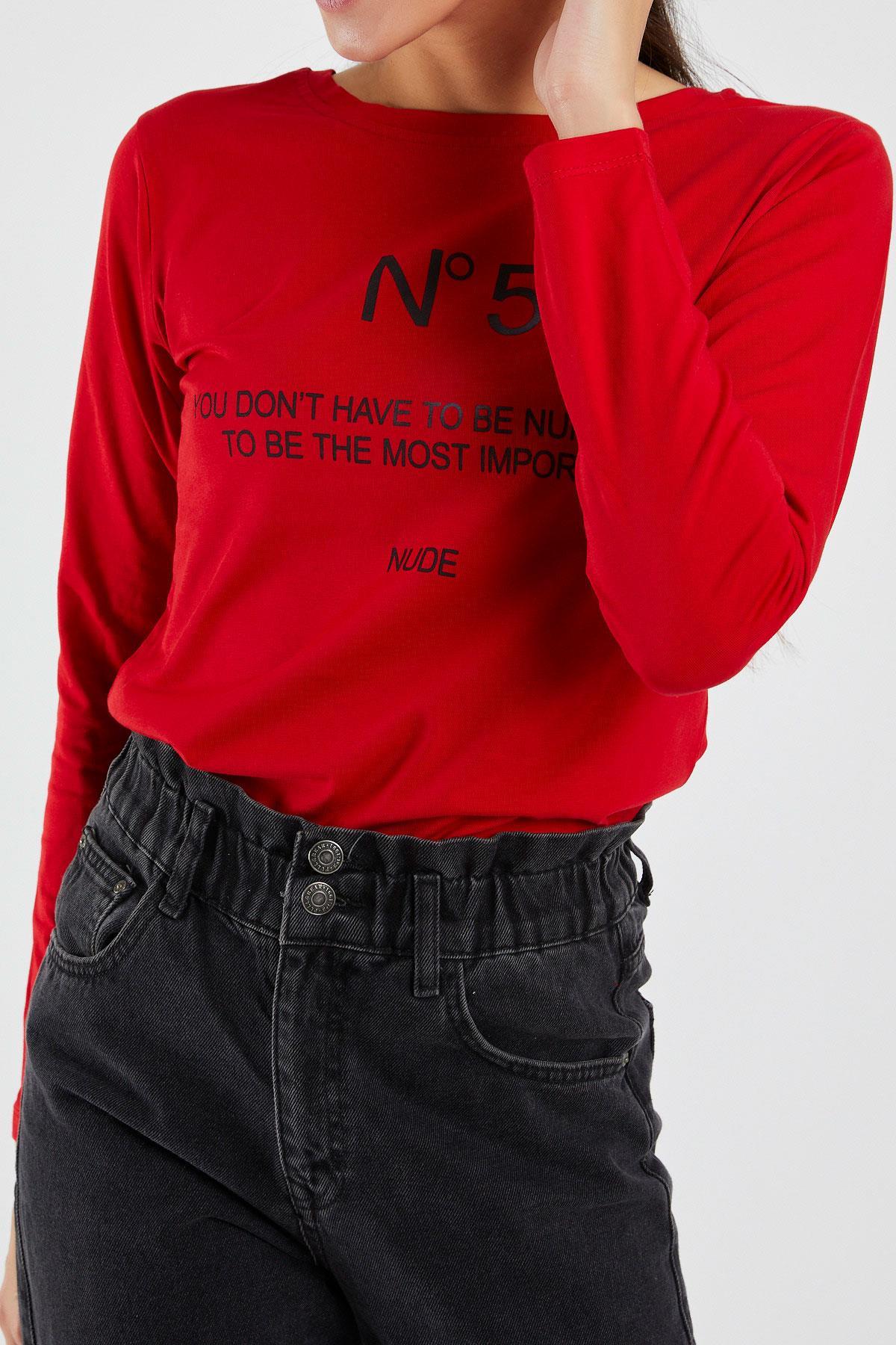 Kadın  N°5 Baskılı Uzun Kollu Sweat 9134