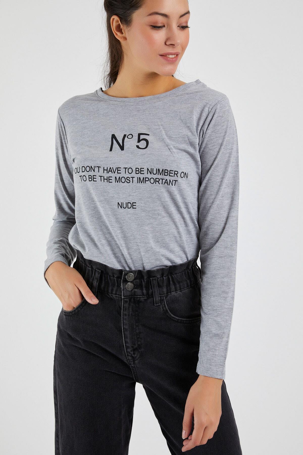 Kadın  N°5 Baskılı Uzun Kollu Sweat 9134