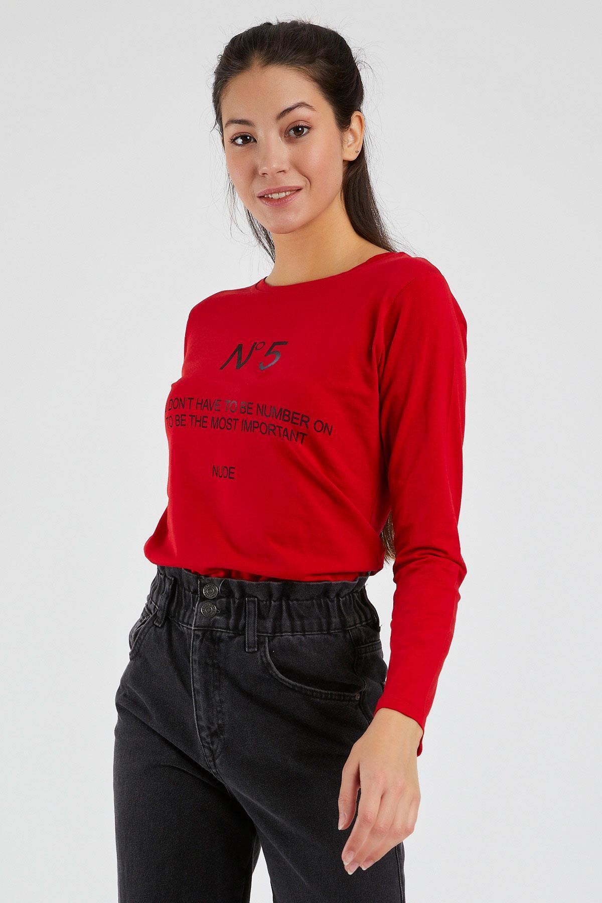 Kadın  N°5 Baskılı Uzun Kollu Sweat 9134