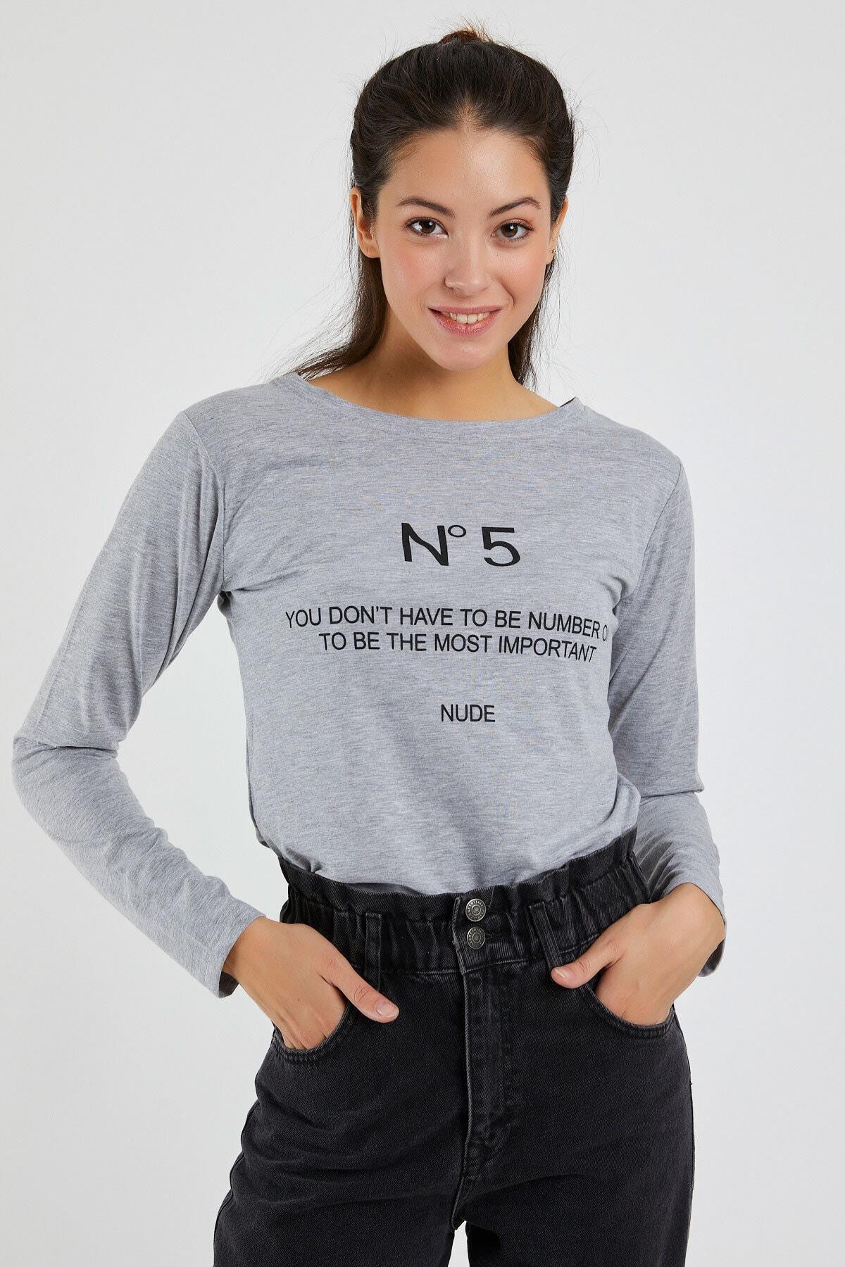 Kadın  N°5 Baskılı Uzun Kollu Sweat 9134