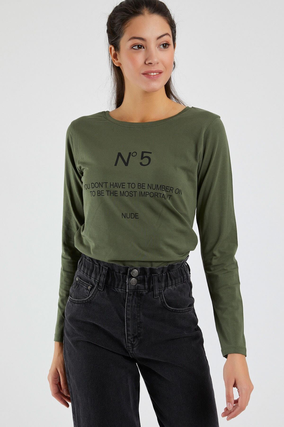 Kadın  N°5 Baskılı Uzun Kollu Sweat 9134