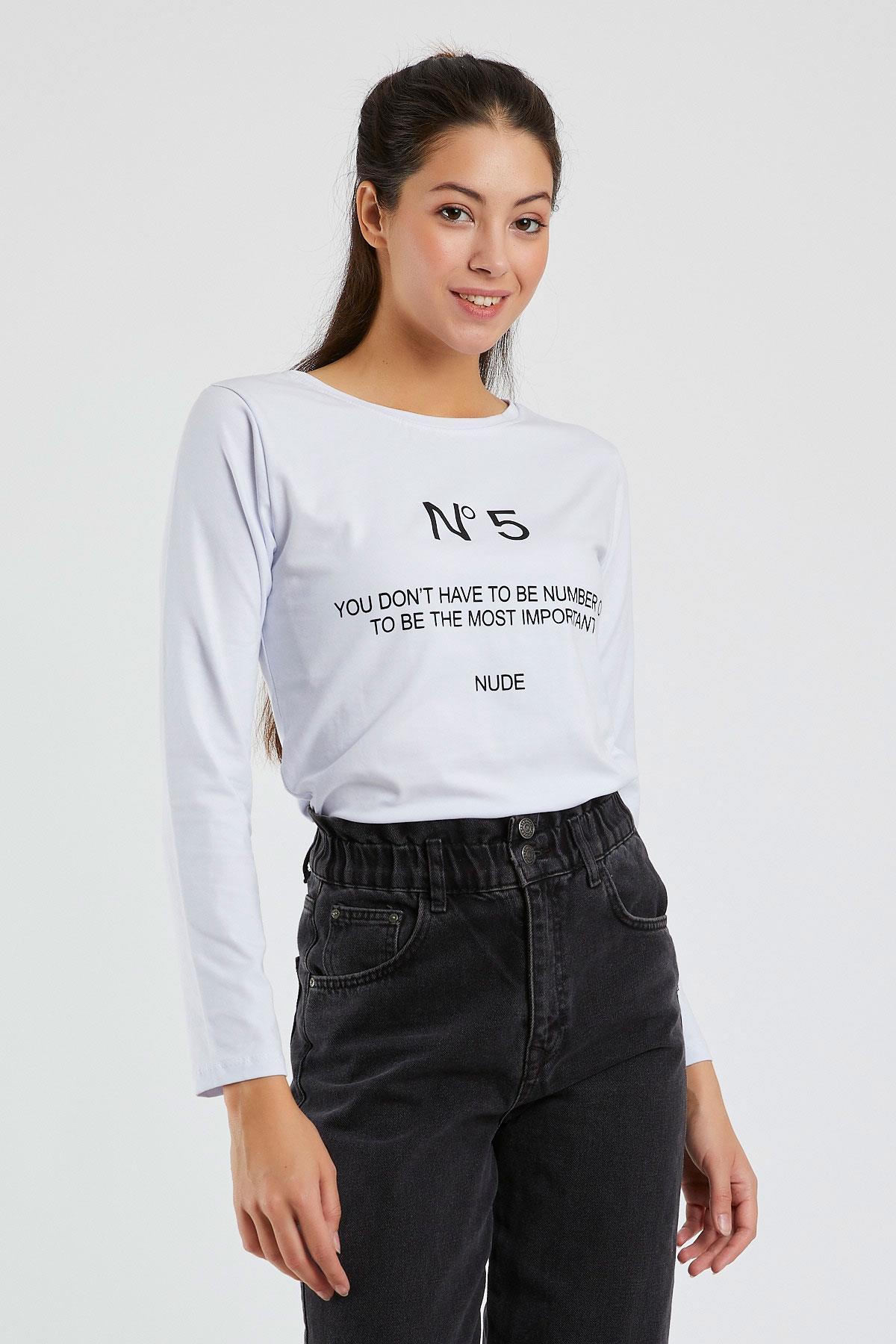 Kadın  N°5 Baskılı Uzun Kollu Sweat 9134