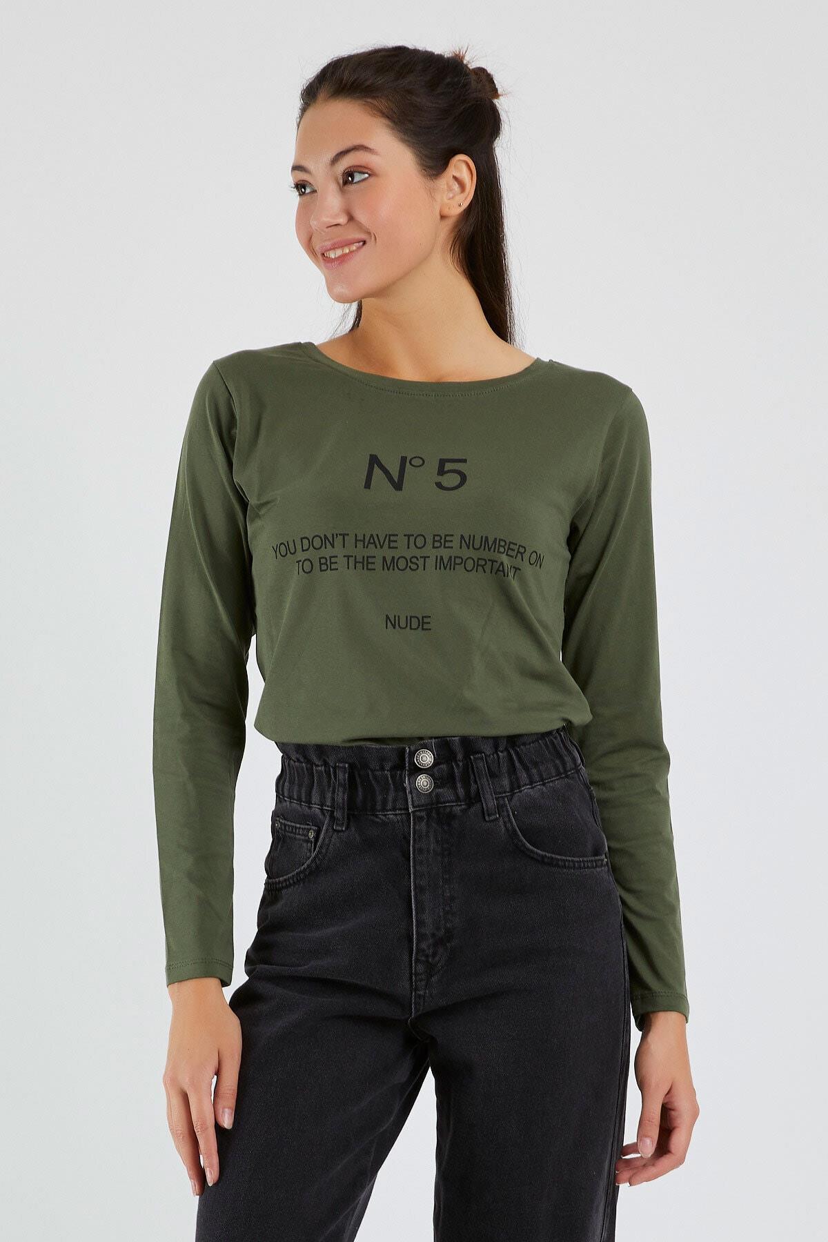 Kadın  N°5 Baskılı Uzun Kollu Sweat 9134
