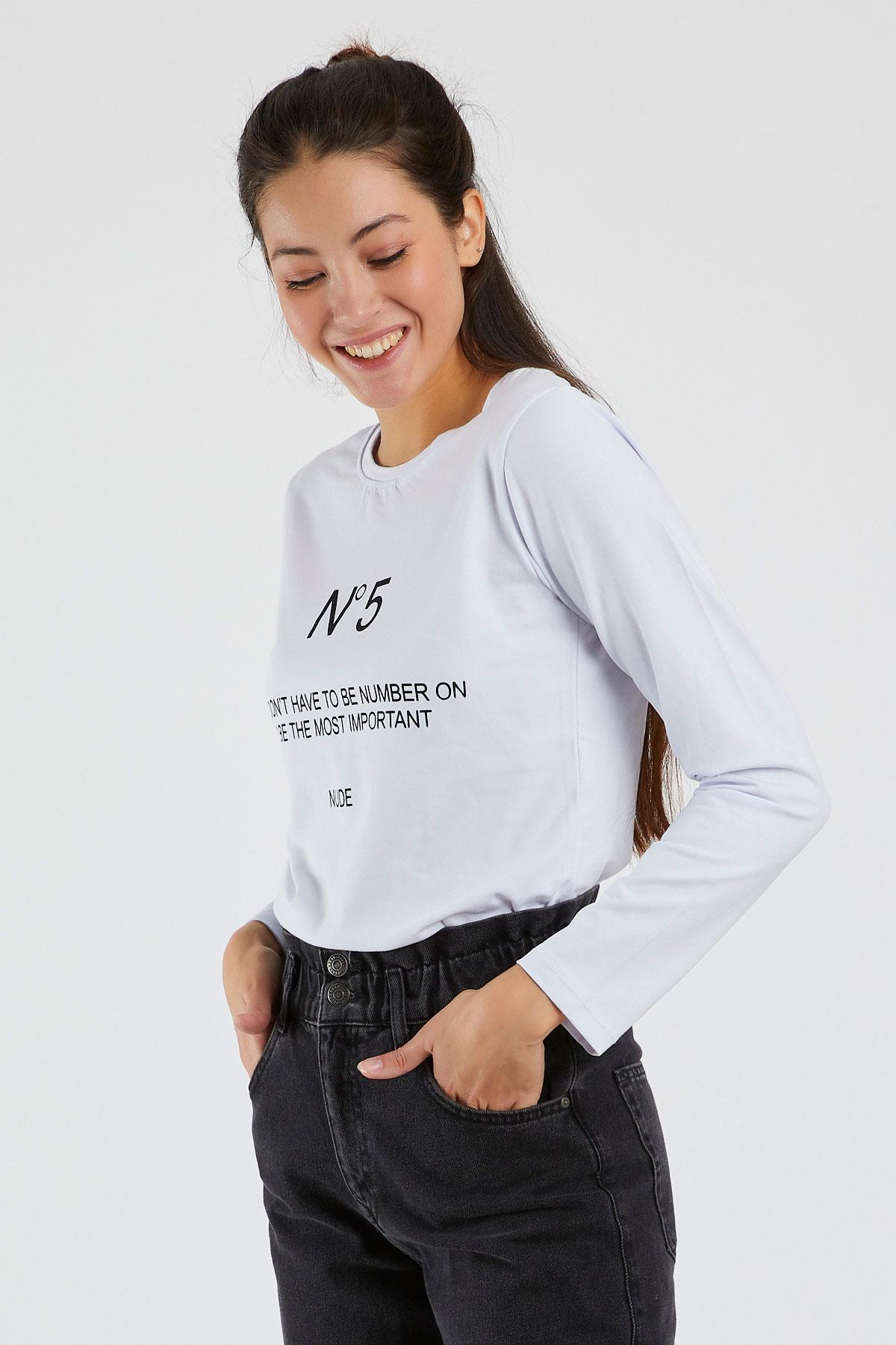 Kadın  N°5 Baskılı Uzun Kollu Sweat 9134