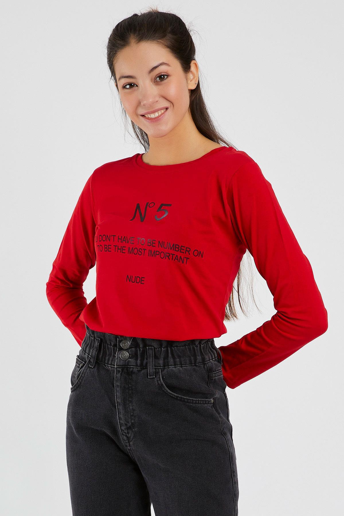 Kadın  N°5 Baskılı Uzun Kollu Sweat 9134