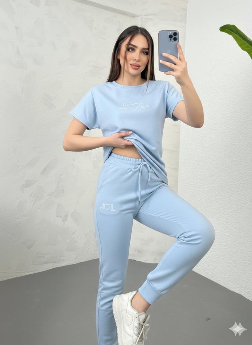 Kadın Nakış Detaylı Basic Eşofman Takımı 3814-23