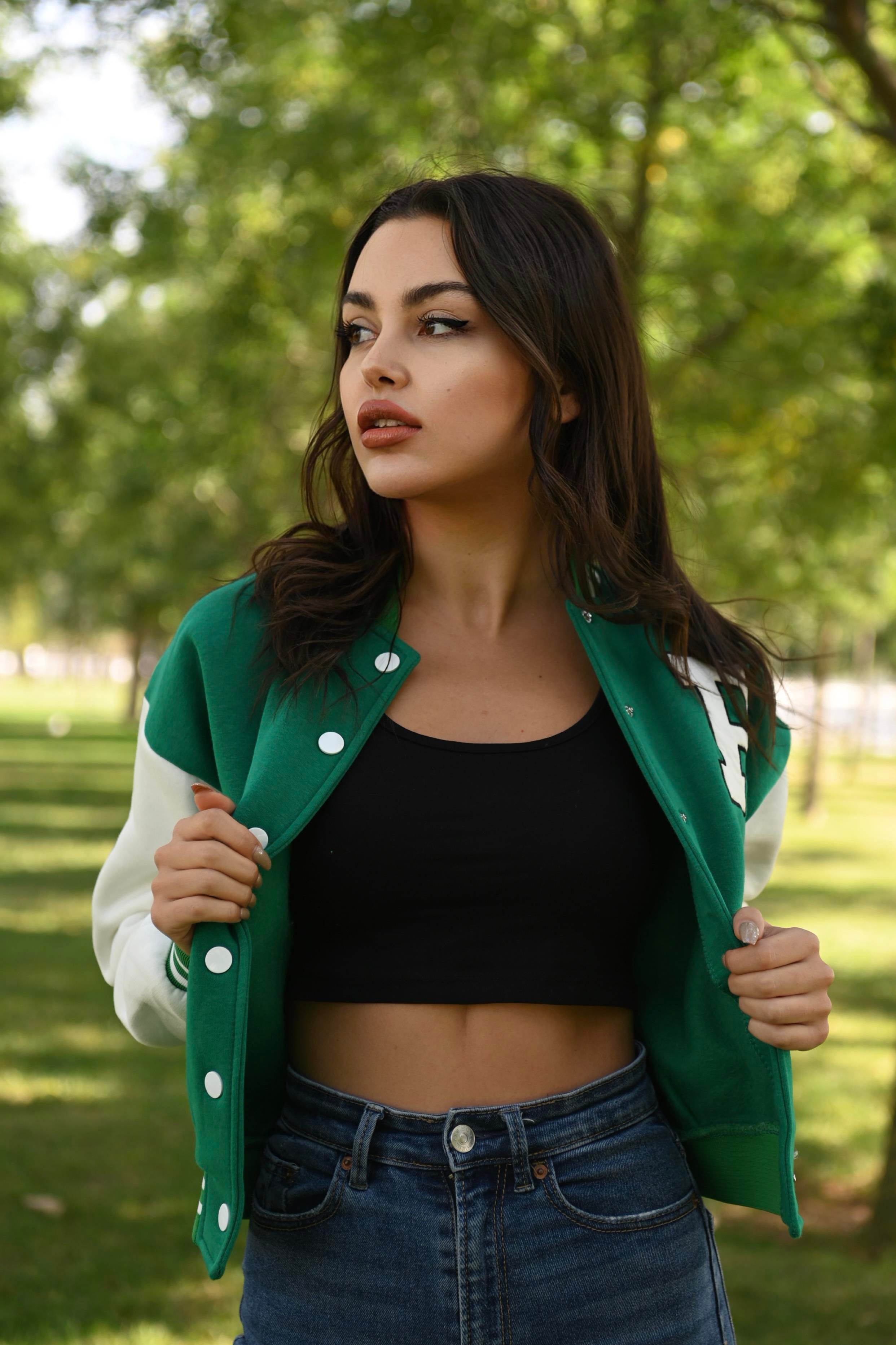 Kadın R Harf Baskılı Kolej Mont 1370-23