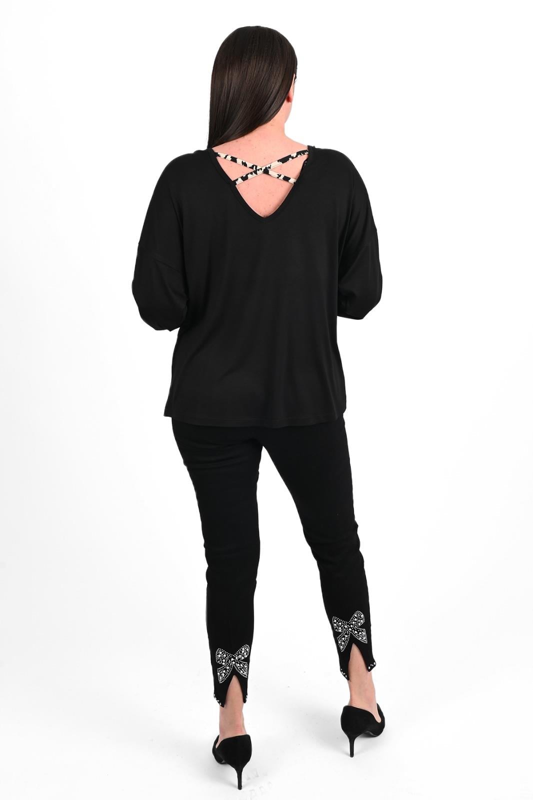 Kadın Sırt Dekolteli Büyük Beden Bluz 1445-23