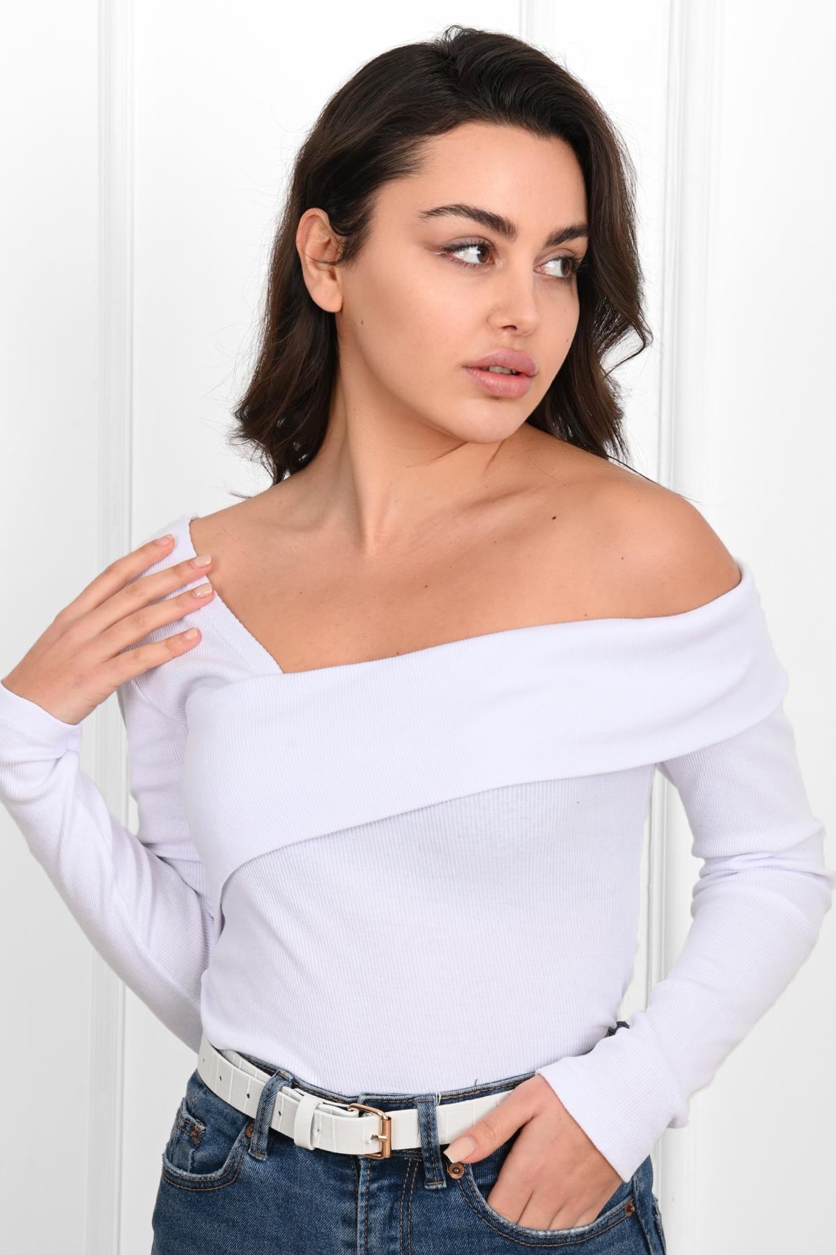 Kadın Tek Omzu Düşük Bluz 1421-23