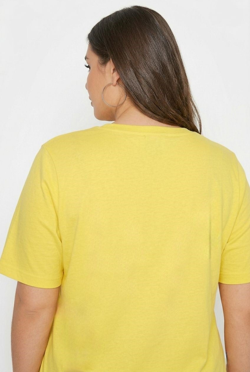 Kadın V Yaka Basic Büyük Beden T-Shirt 1297-22