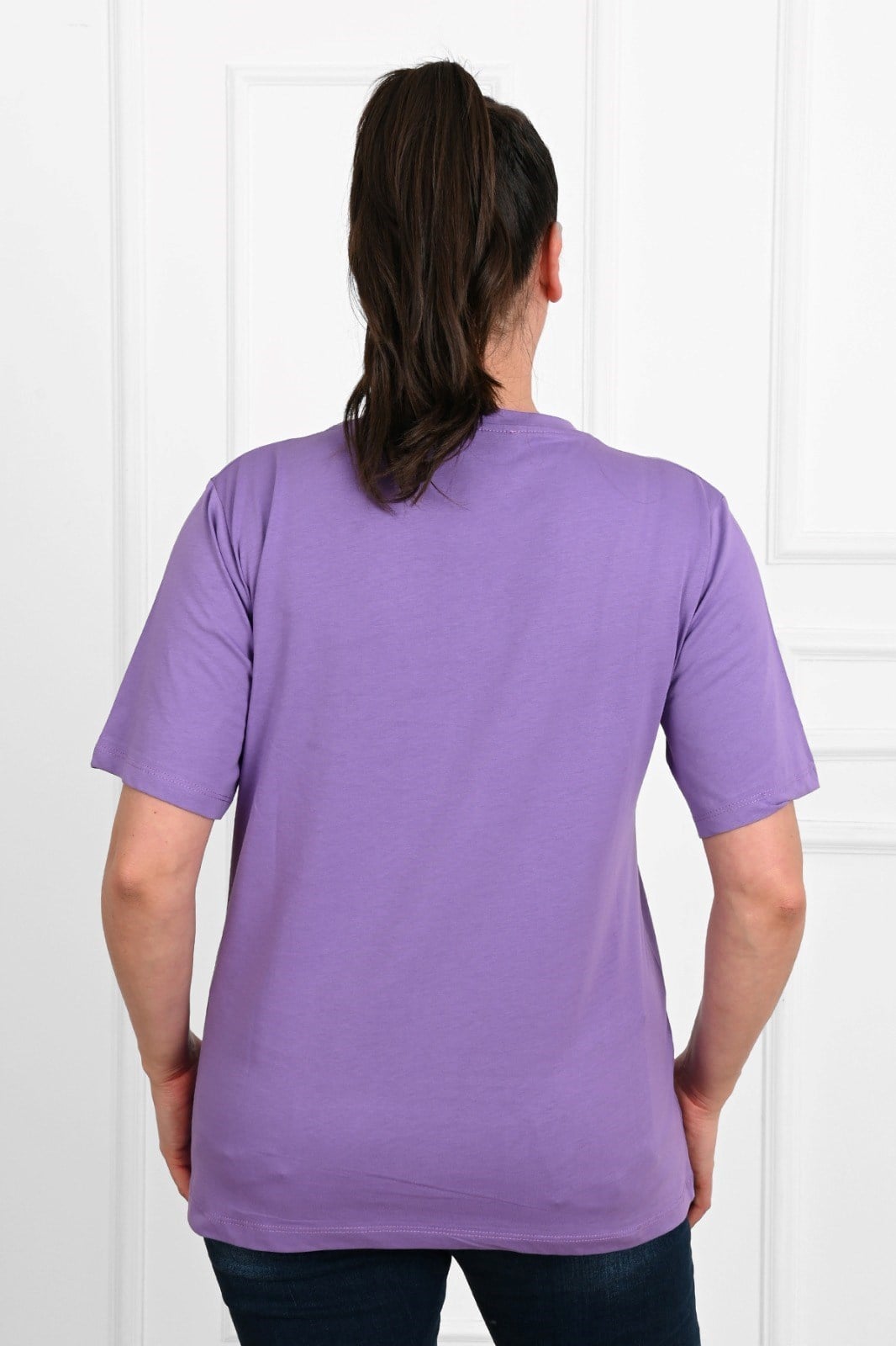 Kadın V Yaka Basic Büyük Beden T-Shirt 1297-22