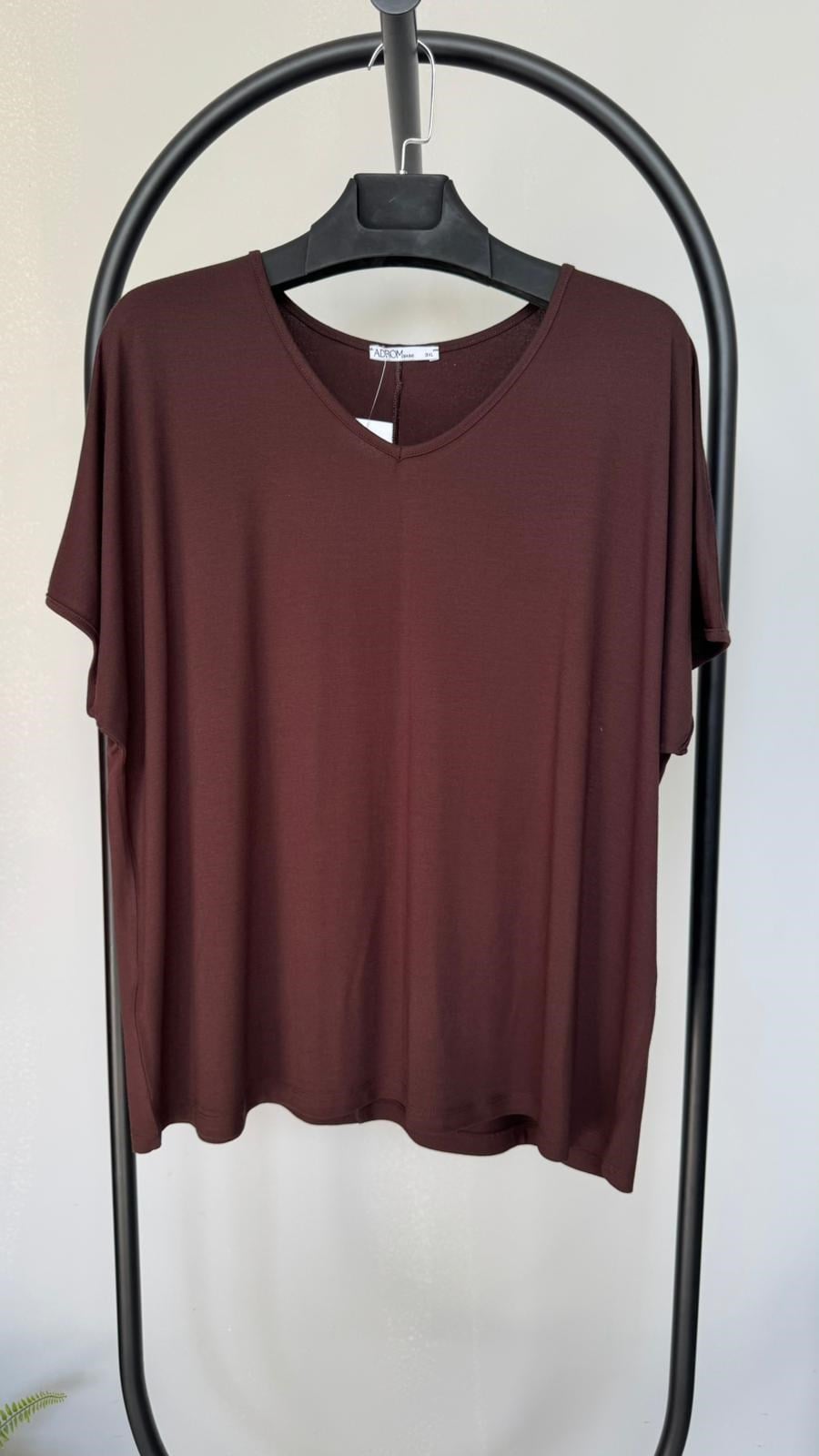 Kadın V Yaka Büyük Beden T-shirt 1486-23