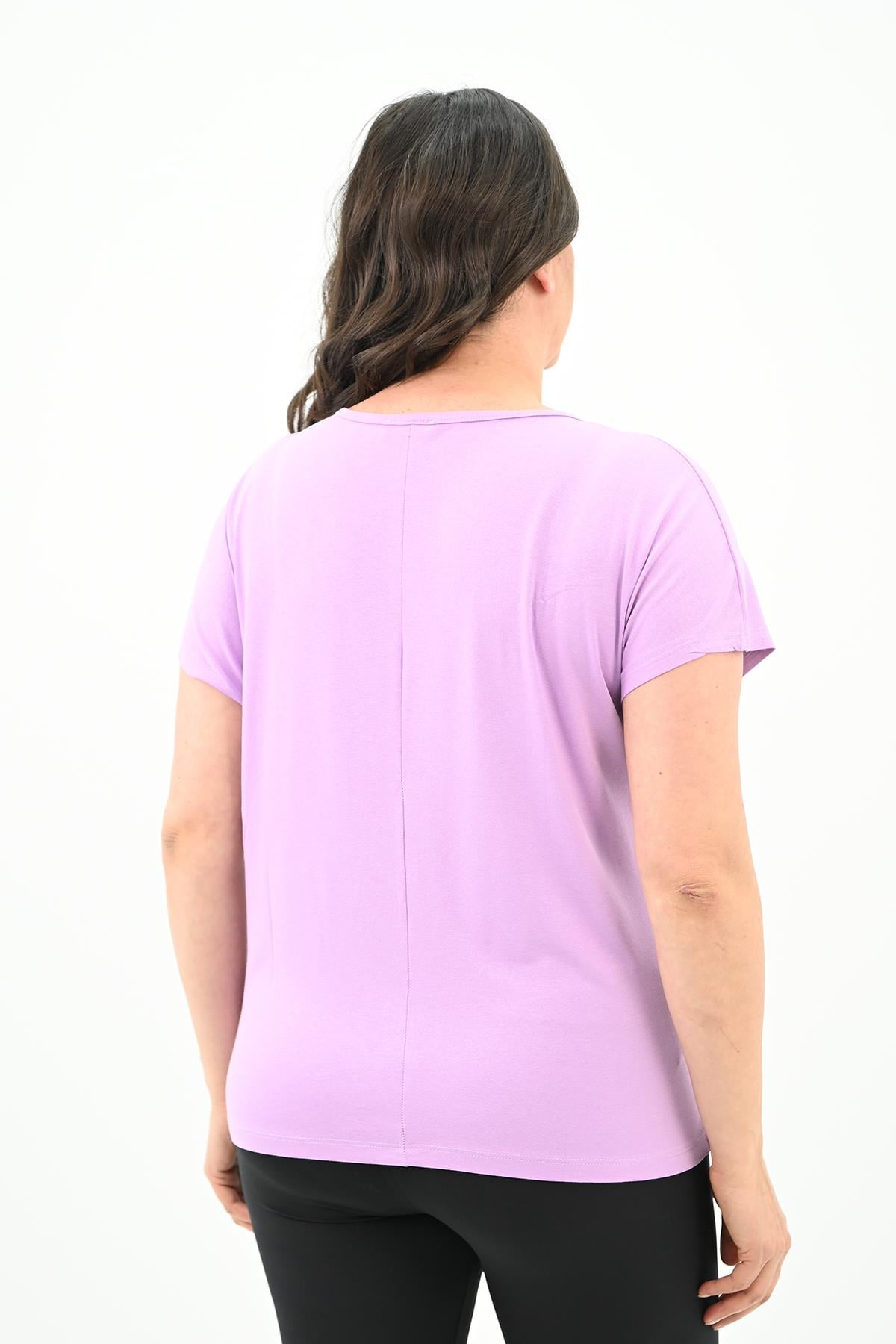 Kadın V Yaka Büyük Beden T-shirt 1486-23